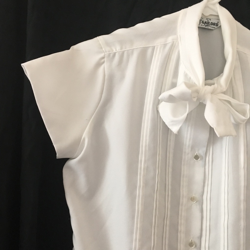 70s sm GAILORD white semi sheer blouse